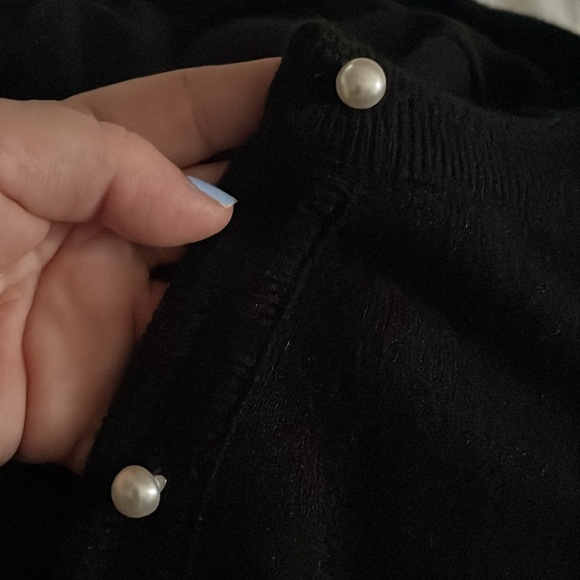 Vintage Black Cardigan Sweater Faux Pearl Buttons Women’s XL 44 Designer’s Orig - Picture 4 of 8